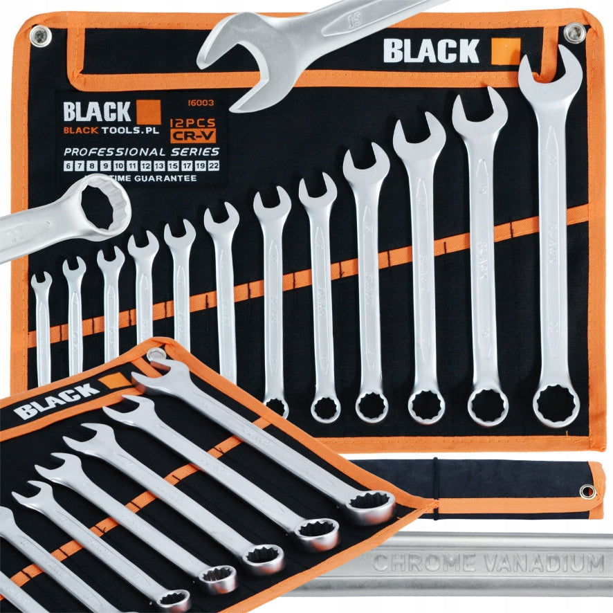 KOMPLEKT RAKTŲ, PLOKŠČIAS-ŽIEDINIS, 6-22mm, COLD STEMP HEATED, 12 vnt., CRV BLACK