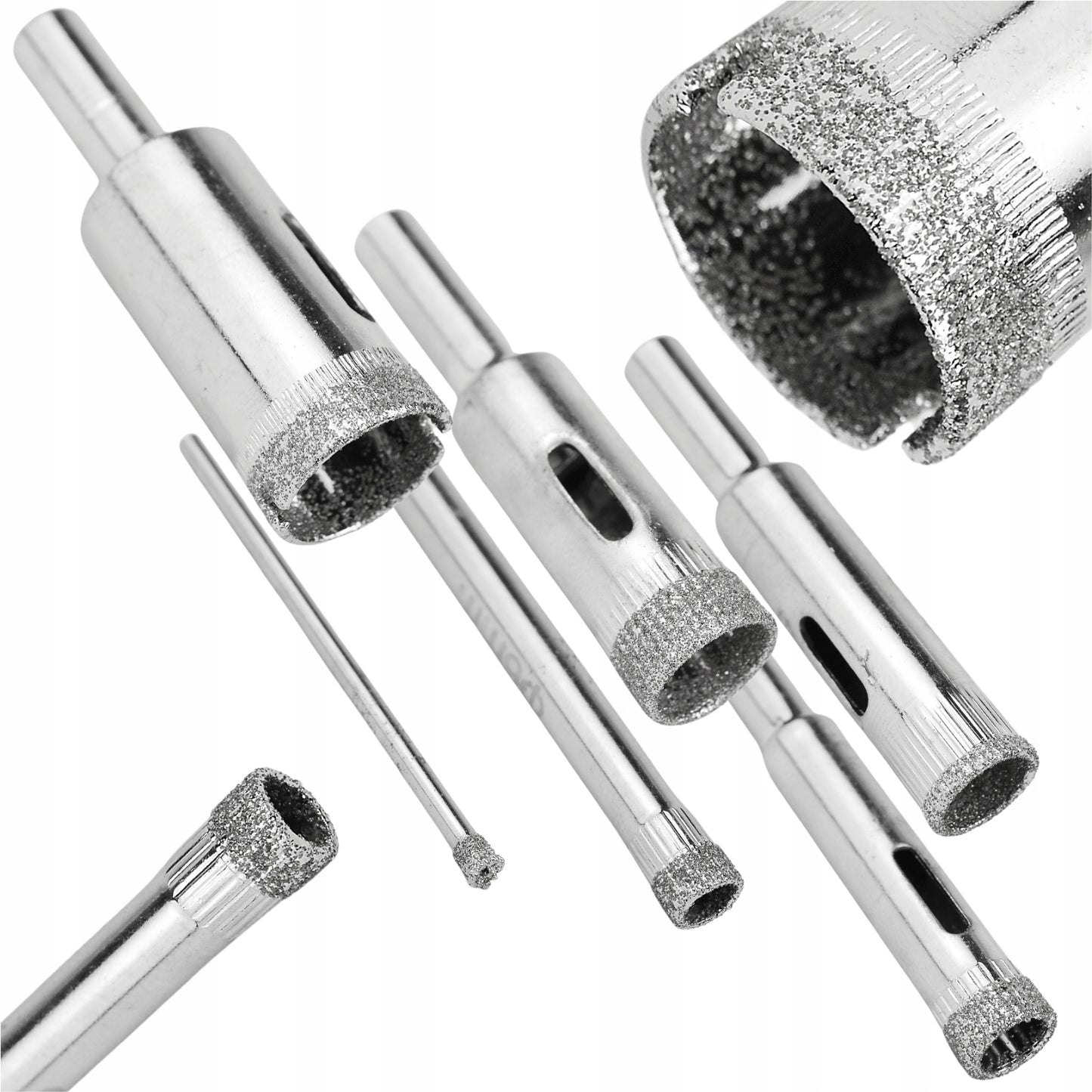Deimantinių gręžimo karūnų rinkinys gres plytelėms, 14 vnt., 6-68 mm, didelis rinkinys BLACK