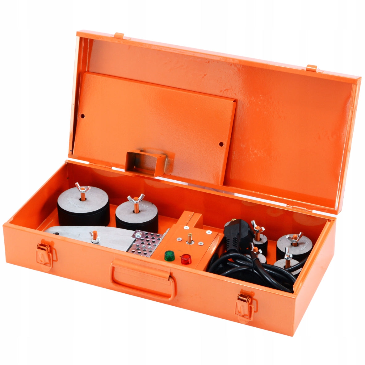 Galingas plastikinių vamzdžių suvirinimo aparatas PP PVC, 7 antgaliai 16-63 mm, BLACK AKCIJA TIK ŠĮ SAVAITGALĮ