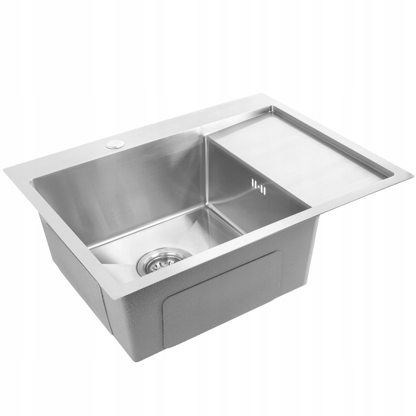 Vienos kameros virtuvinė kriauklė su nuolydžiu REA FIN INOX, plieninė