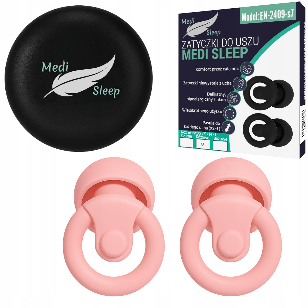 Ausų kištukai miegui Medi Sleep dydis XS / S / M / L rožiniai