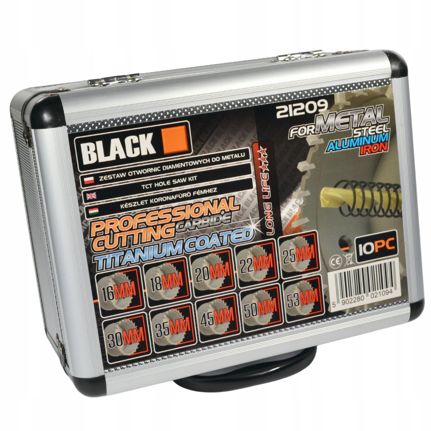 Smart Tools karbidinių skylamušių rinkinys metalui, 10 dalių, 16–53 mm, BLACK