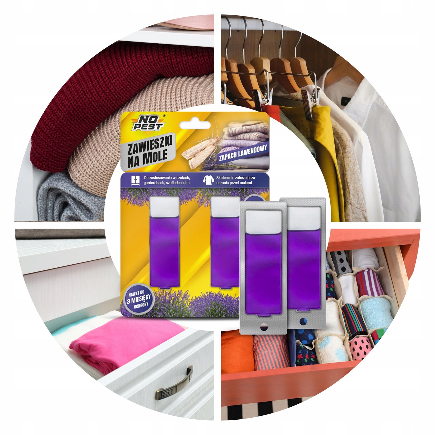 Skystis Drabužių Kandims Pakabukas Levandų NO PEST (10 vnt)