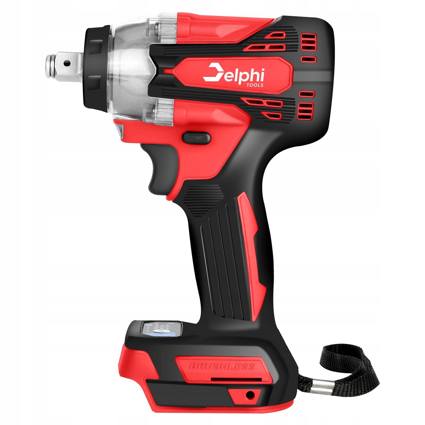 Akumuliatorinis smūginis veržliasukis Delphi Tools Brushless 20V 2x baterijos, 350Nm sukimo momentas, 1/2'' galvutės komplektas lagamine