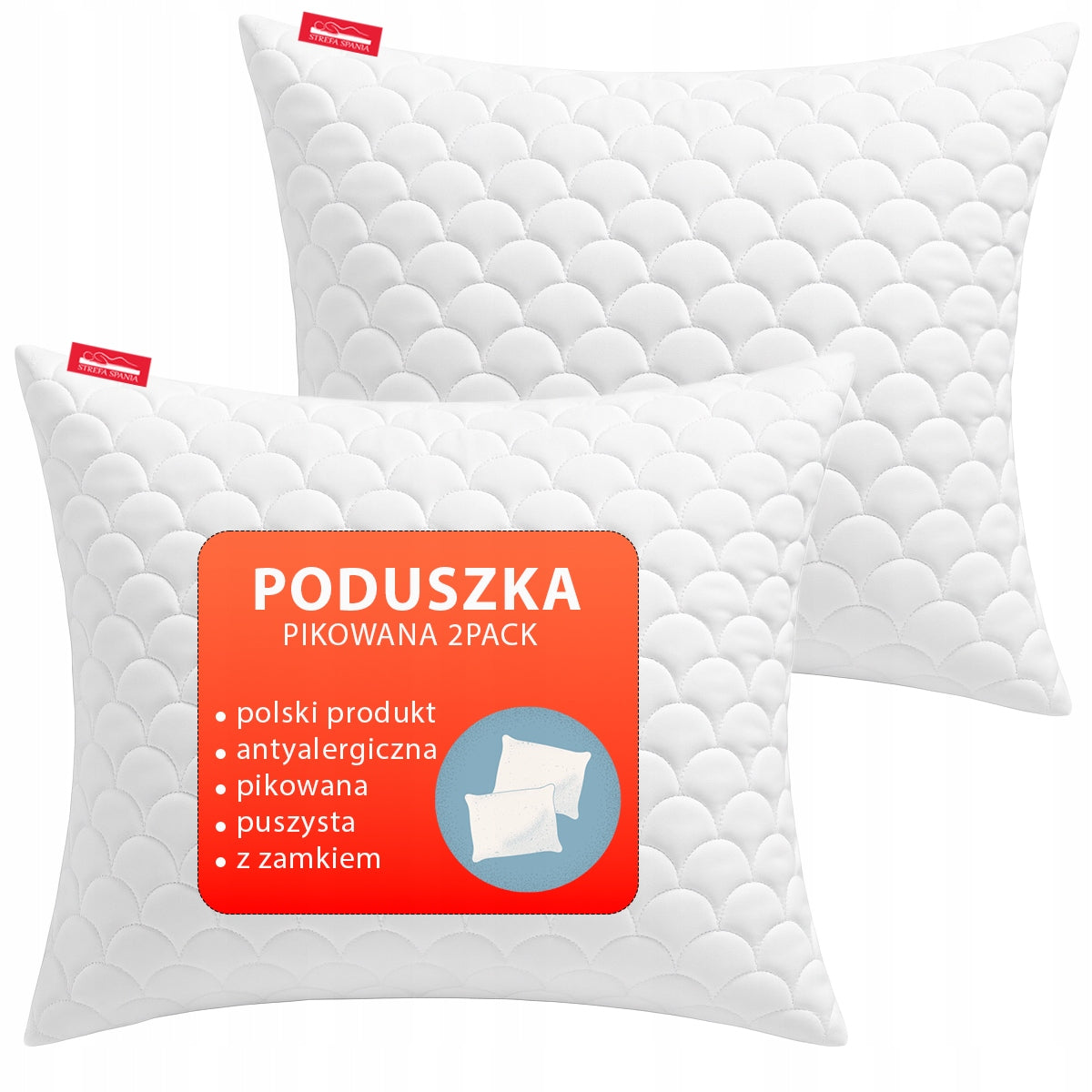 Antialerginės pagalvės 70x80 cm, 2 vnt. Strefa Spania ORIGINAL, Lenkijos gaminys