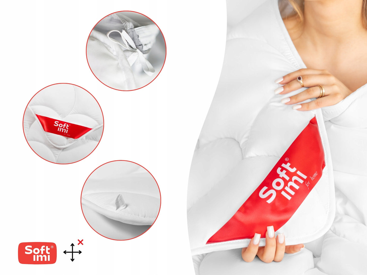 Antialerginis visų sezonų patalynės komplektas 200x220 su 2 pagalvėmis 70x80 SOFTIMI – lengva, švelni, kvėpuojanti antialerginė antklodė ir pagalvės, tinkamos visiems metų laikams