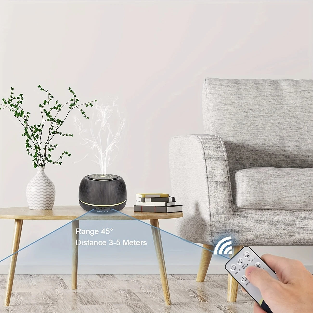 Aromaterapinis eterinių aliejų difuzorius 300 ml su LED apšvietimu ir USB