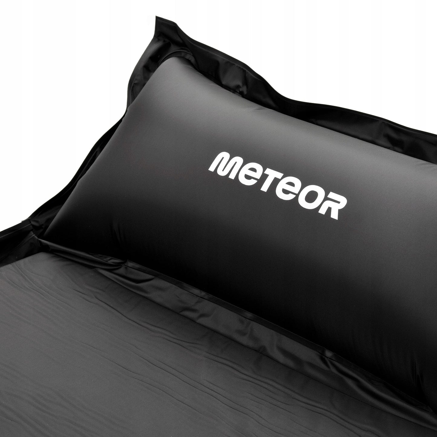 Automatiškai pripučiamas turistinis kilimėlis Meteor 200x66x3,8 cm su pagalvėle juodas stovyklavimui ir kelionėms