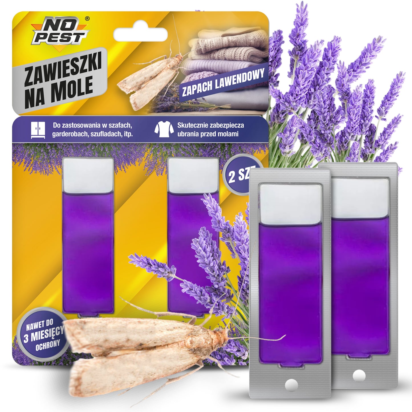 Skystis Drabužių Kandims Pakabukas Levandų NO PEST (10 vnt)