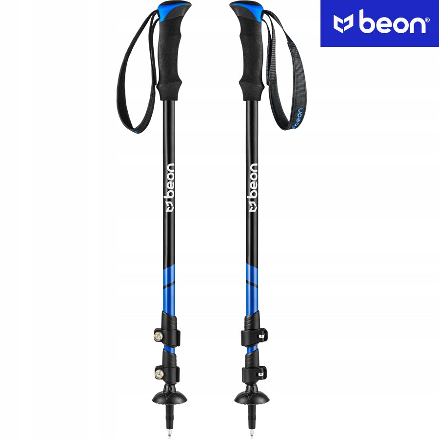Reguliuojamos Trekingo ir Šiaurietiško Ėjimo Lazdos Beon Smart Blue – Su Antgaliais, Visoms Dangoms