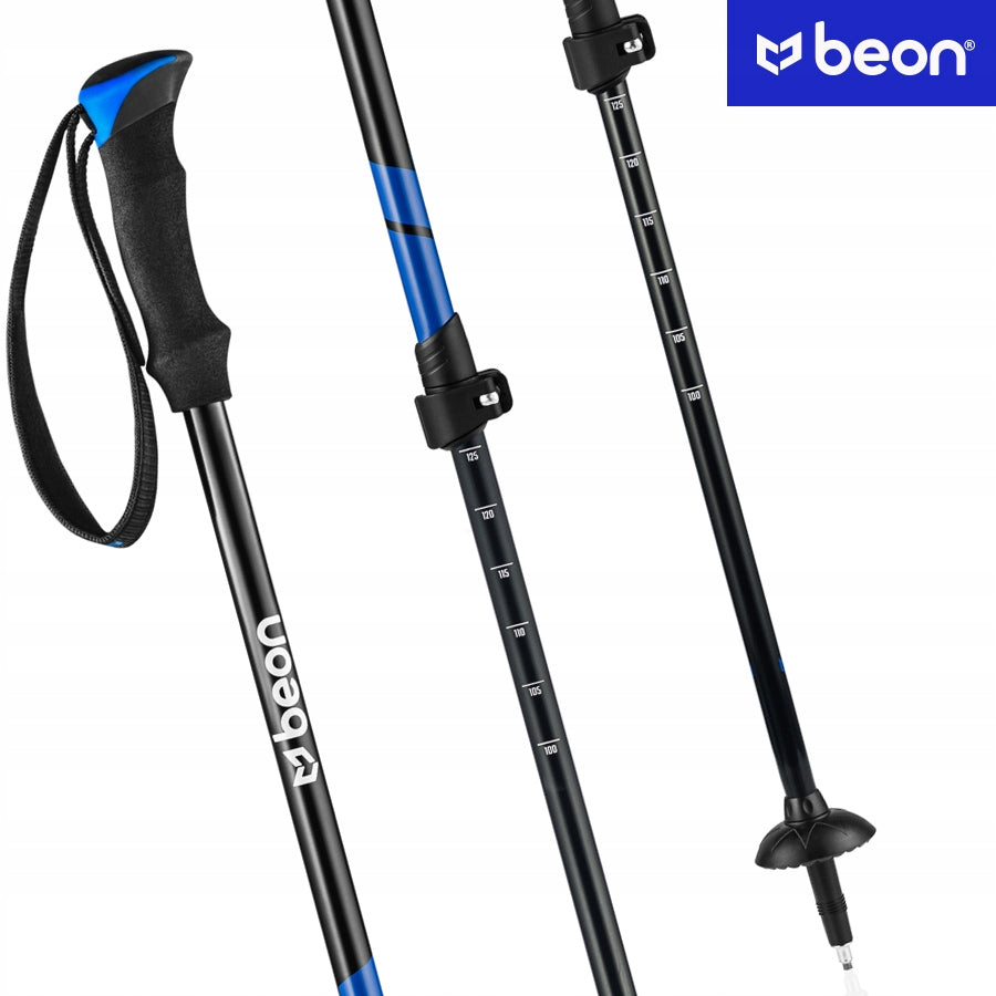 Reguliuojamos Trekingo ir Šiaurietiško Ėjimo Lazdos Beon Smart Blue – Su Antgaliais, Visoms Dangoms