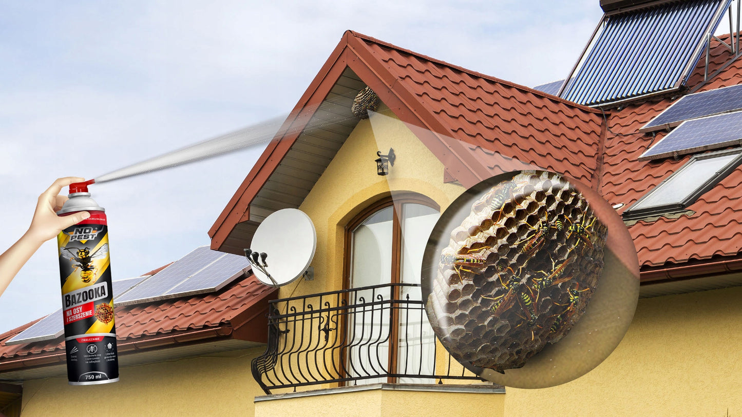 Stiprus purškiamasis preparatas nuo vapsvų ir širšių lizdų BAZOOKA 750ml