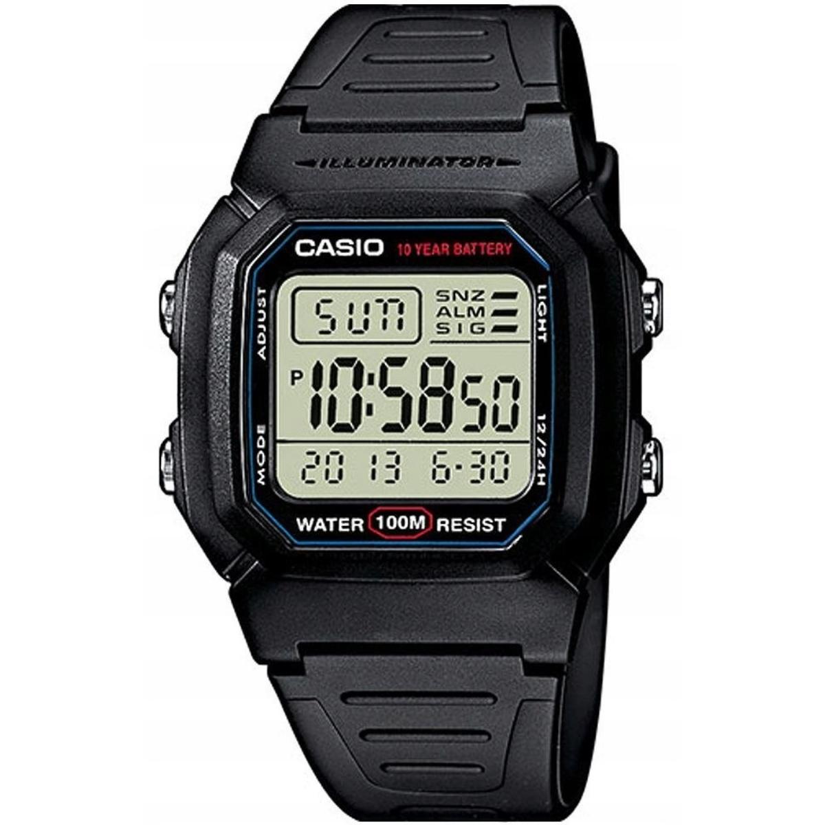 Casio W-800H-1AVES vyriškas laikrodis – skaitmeninis kvarcinis laikrodis su LED apšvietimu, chronometru, žadintuvu ir 10 BAR atsparumu vandeniui