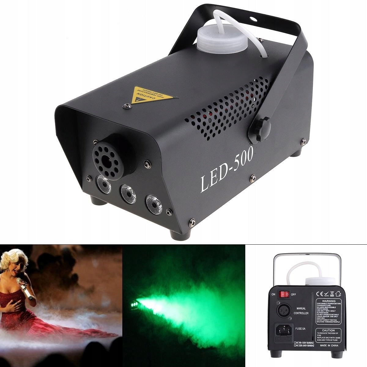 Dūmų generatorius LED-500 | Dūmų mašina su nuotoliniu valdymu, 500W galia – Renginiams, šventėms, scenai