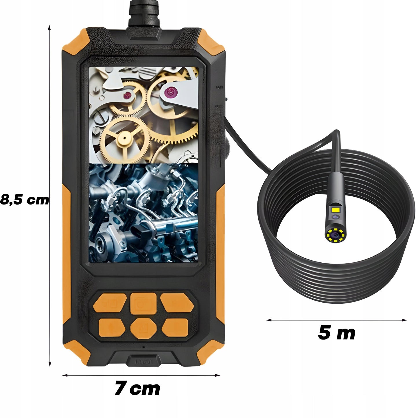 Lankstus endoskopo apžiūros kamera 5 m 9 LED 2x Full HD ekranas