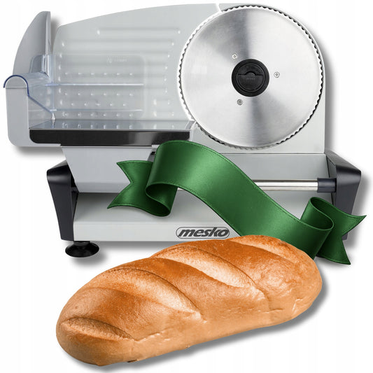Elektrinė pjaustyklė Mesko MS4704 – duonai, mėsai, sūriui ir daržovėms, 400W, metalinis korpusas, reguliuojamas pjūvis 0–15 mm