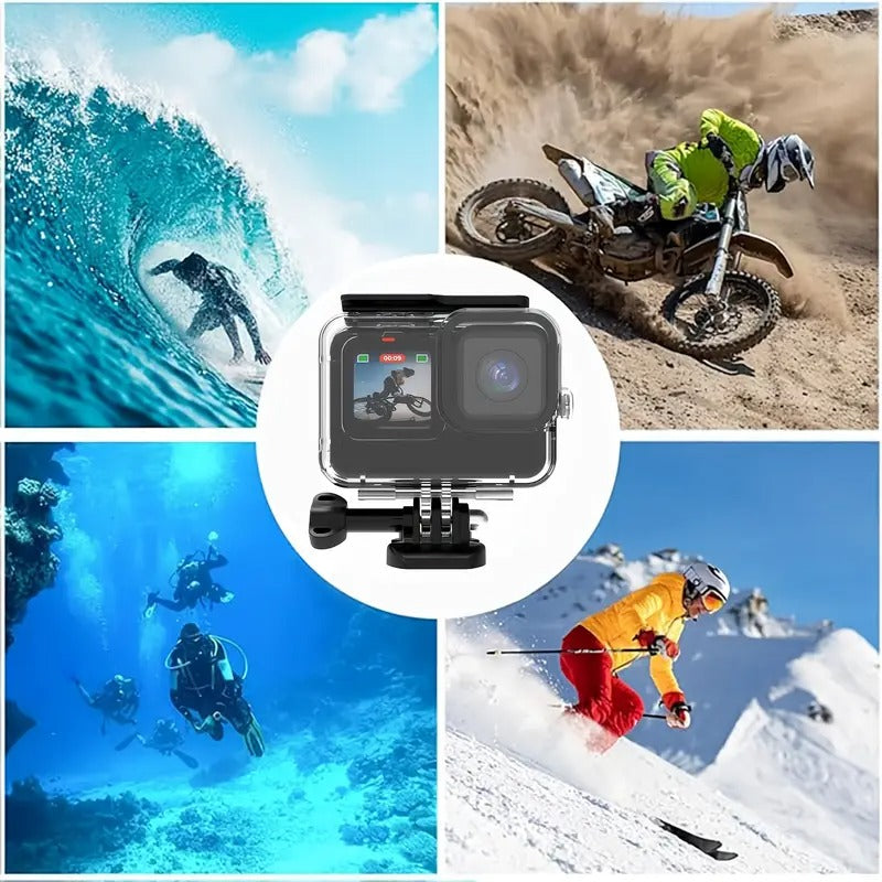 Vandeniui atsparus dėklas, korpusas suderinamas su GoPro Hero 12/11/10/9 su spalvotais filtrais – nardymui iki 60 m