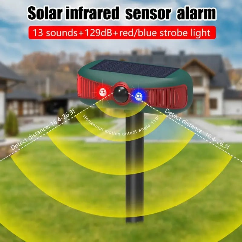 Gyvūnų atbaidymo prietaisas su judesio jutikliu ir garso bangomis, saulės energija įkraunamas, lauko repelentas sodui ir kiemui RUOCIN 1200mAh