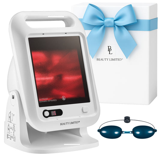 Infraraudonųjų spindulių lempa terapijai su laikmačiu ir apsauginiais akiniais 300W Beauty Limited InfraCare – šilumos ir šviesos terapija raumenų atsipalaidavimui ir kraujotakos gerinimui