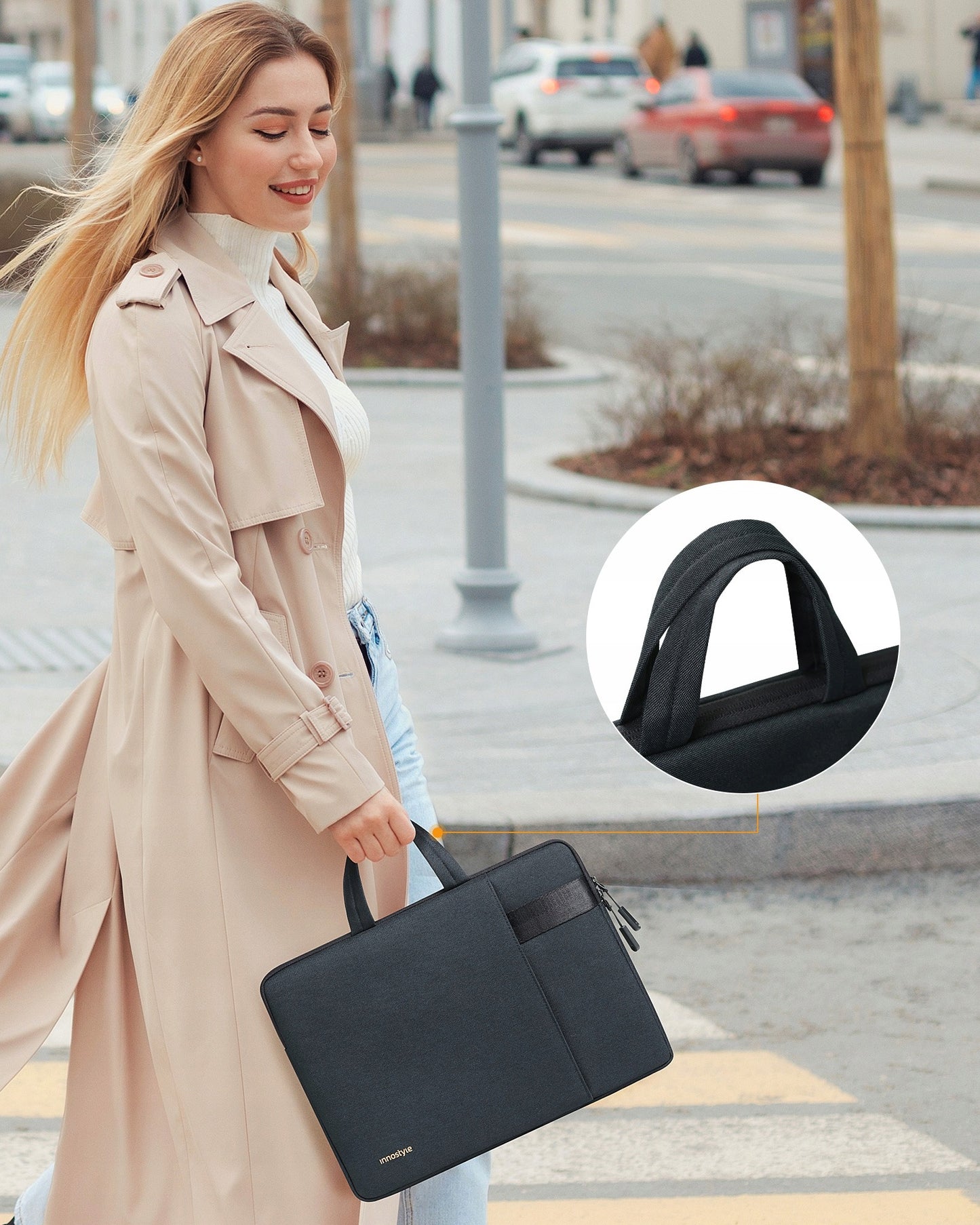 Neperšlampama nešiojamojo kompiuterio tašė Innostyle DailyFlow iki 16" – juoda, lengva ir patogi