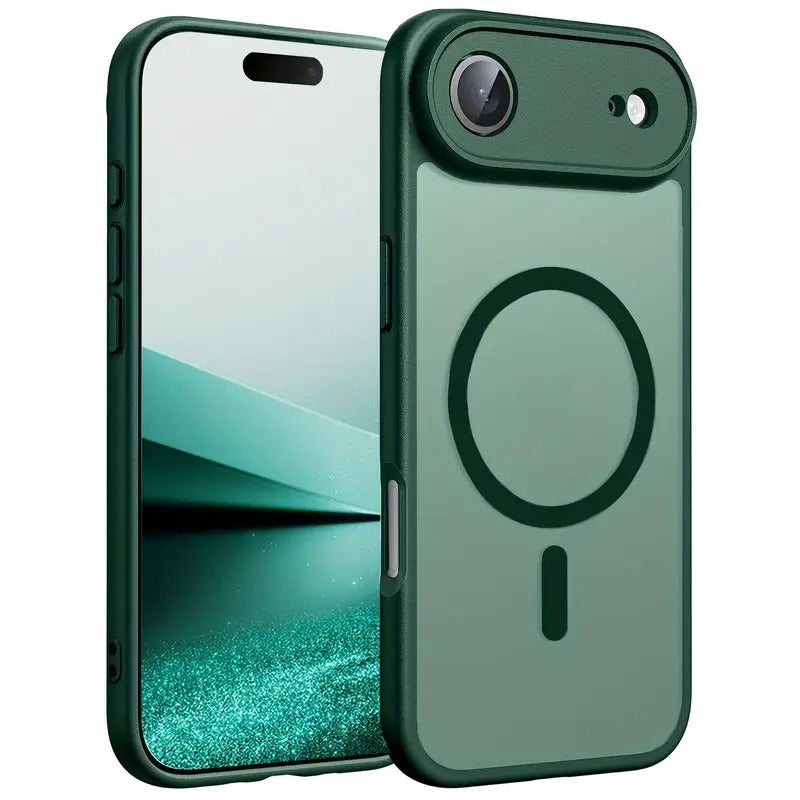 iPhone 17, 17 Air, 17 Pro, 17 Pro Max dėklas žalios spalvos matinis su magnetine danga ir pilna kameros apsauga
