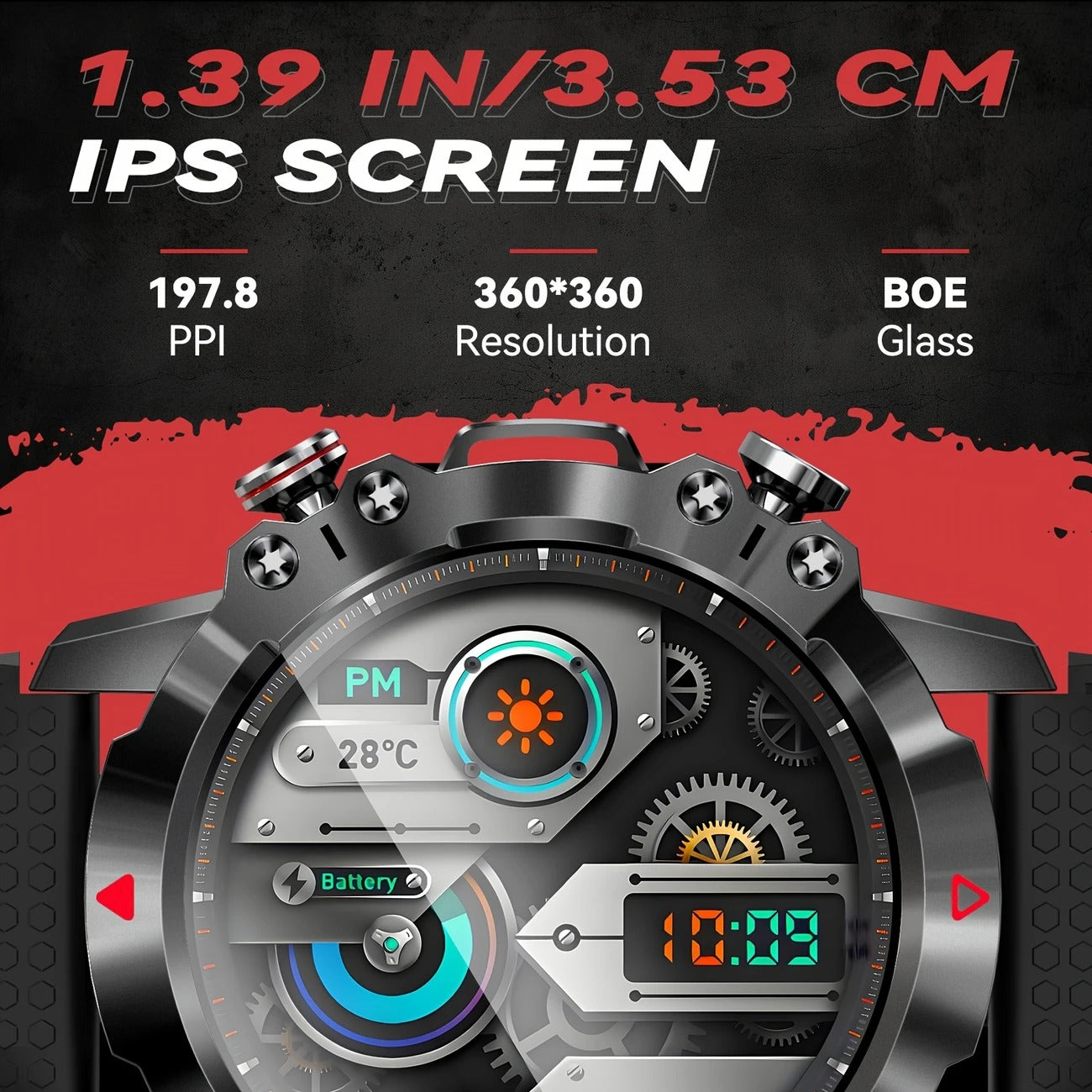 Išmanusis laikrodis su sporto režimais, muzikos valdymu, orų prognoze ir 1.39 colių IPS ekranu – suderinamas su Android ir iPhone