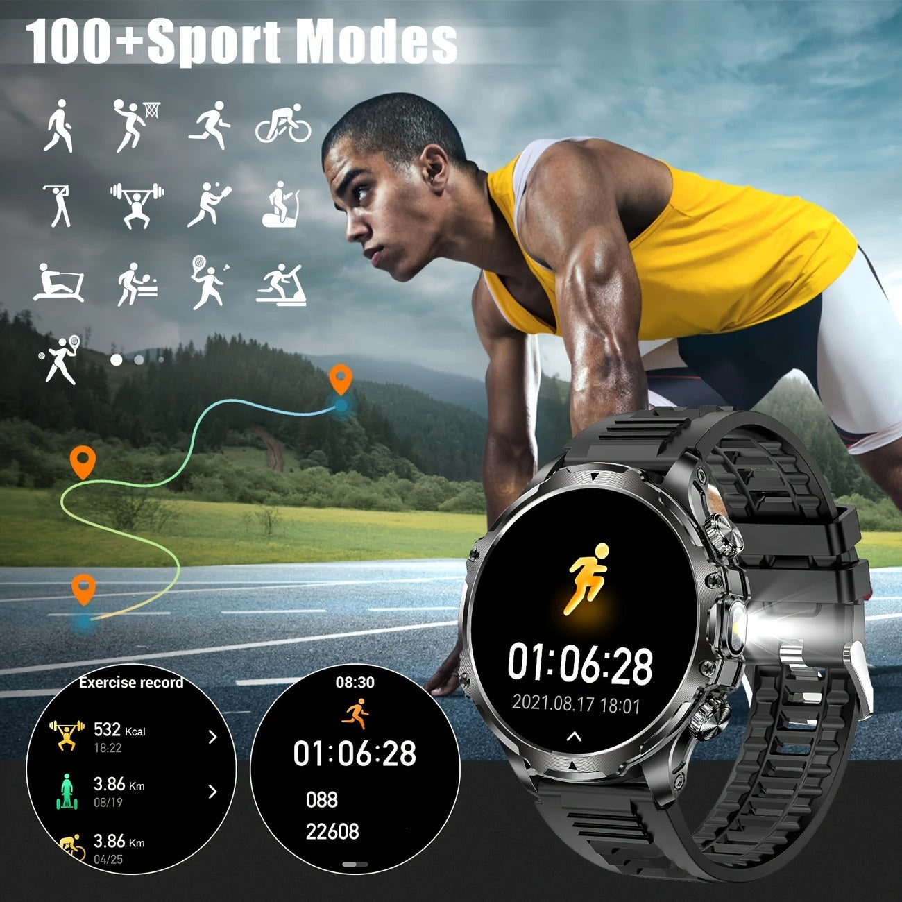 JELLOO vyriškas išmanusis laikrodis – sportiškas stilius ir išmani funkcija viename