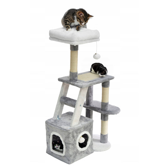 Katės draskyklė su guoliu ir nameliu, 4 aukštų draskymo bokštas 107 cm Royal&Petsky