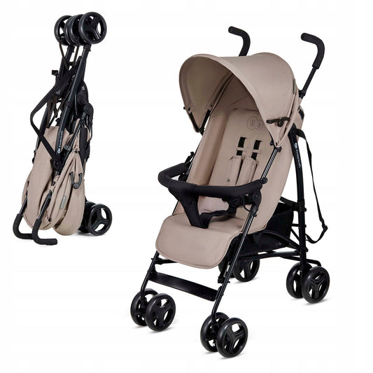 Kinderkraft lengvas sulankstomas vežimėlis su stogeliu ir gulima padėtimi ICT – kompaktiškas vežimėlis kelionėms ir kasdienai, smėlio spalvos