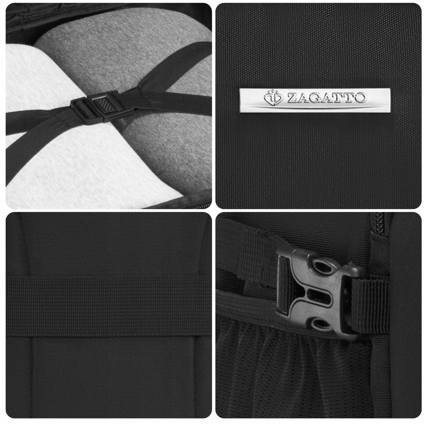 ZAGATTO juoda kelioninė kuprinė lėktuvui 40x25x20 – rankinis bagažas Ryanair Wizzair