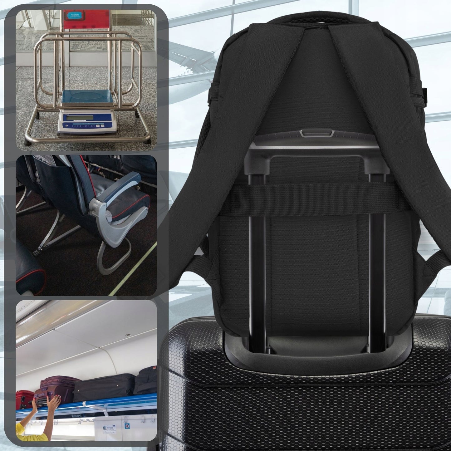 ZAGATTO juoda kelioninė kuprinė lėktuvui 40x25x20 – rankinis bagažas Ryanair Wizzair