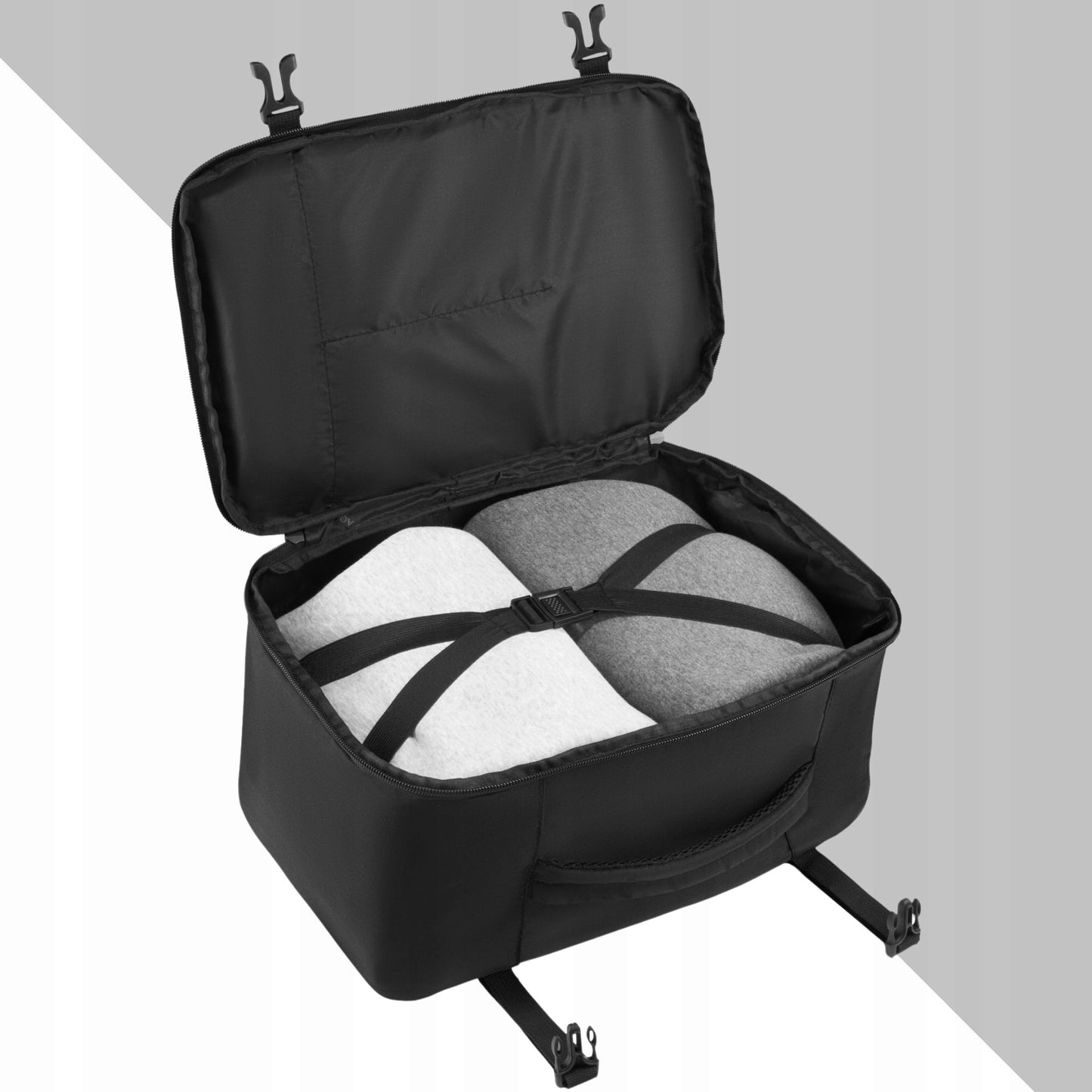 ZAGATTO juoda kelioninė kuprinė lėktuvui 40x25x20 – rankinis bagažas Ryanair Wizzair