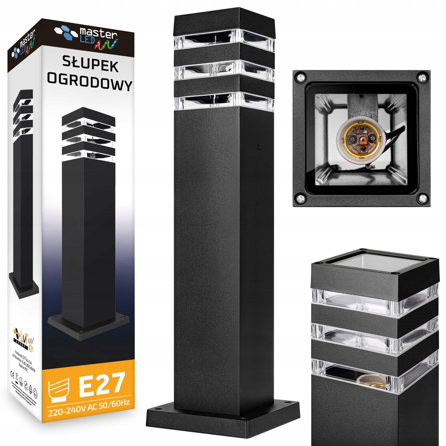 LED lauko stulpinis šviestuvas 50 cm su E27 lizdu, atsparus vandeniui, sodui ir kiemui