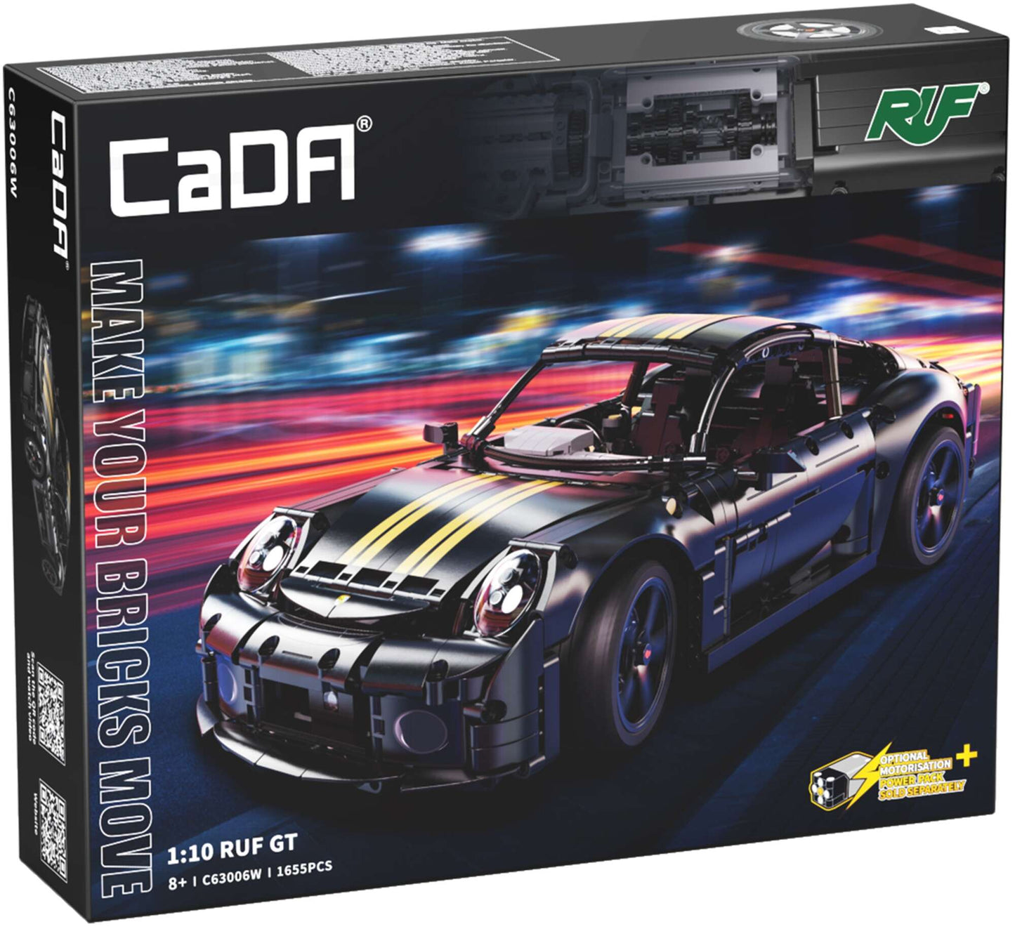 LEGO konstruktorius CaDA RUF GT sportinis automobilis, 1655 detalių