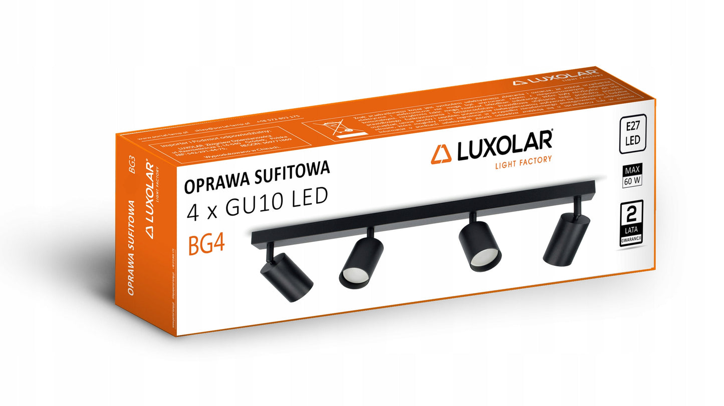 Lubinis šviestuvas 4 vietų juodas metalinis SPOT BG4 GU10 LED minimalistinio dizaino