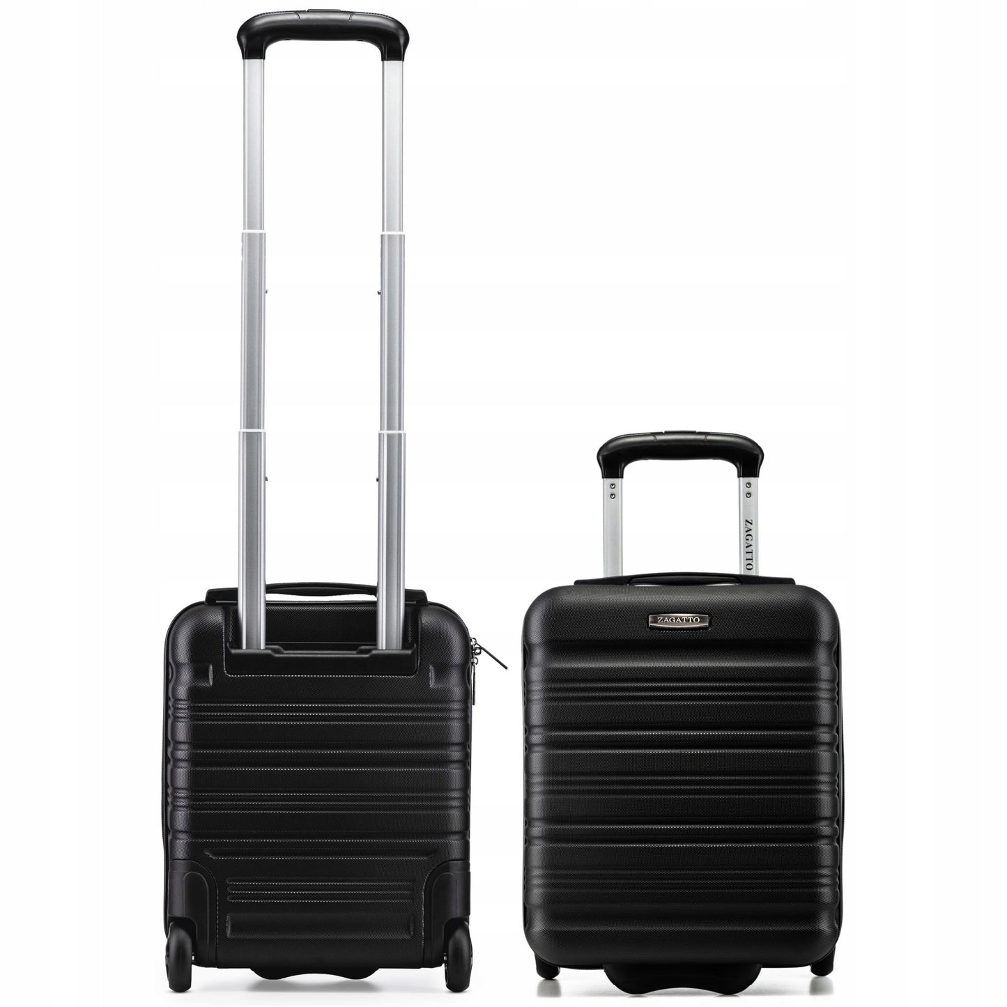 Mažas lagaminas su ratukais 40x30x20 cm rankinis bagažas lėktuvui WizzAir Ryanair kelioninis kietas lagaminas ABS plastikas juodas Zagatto ZG508