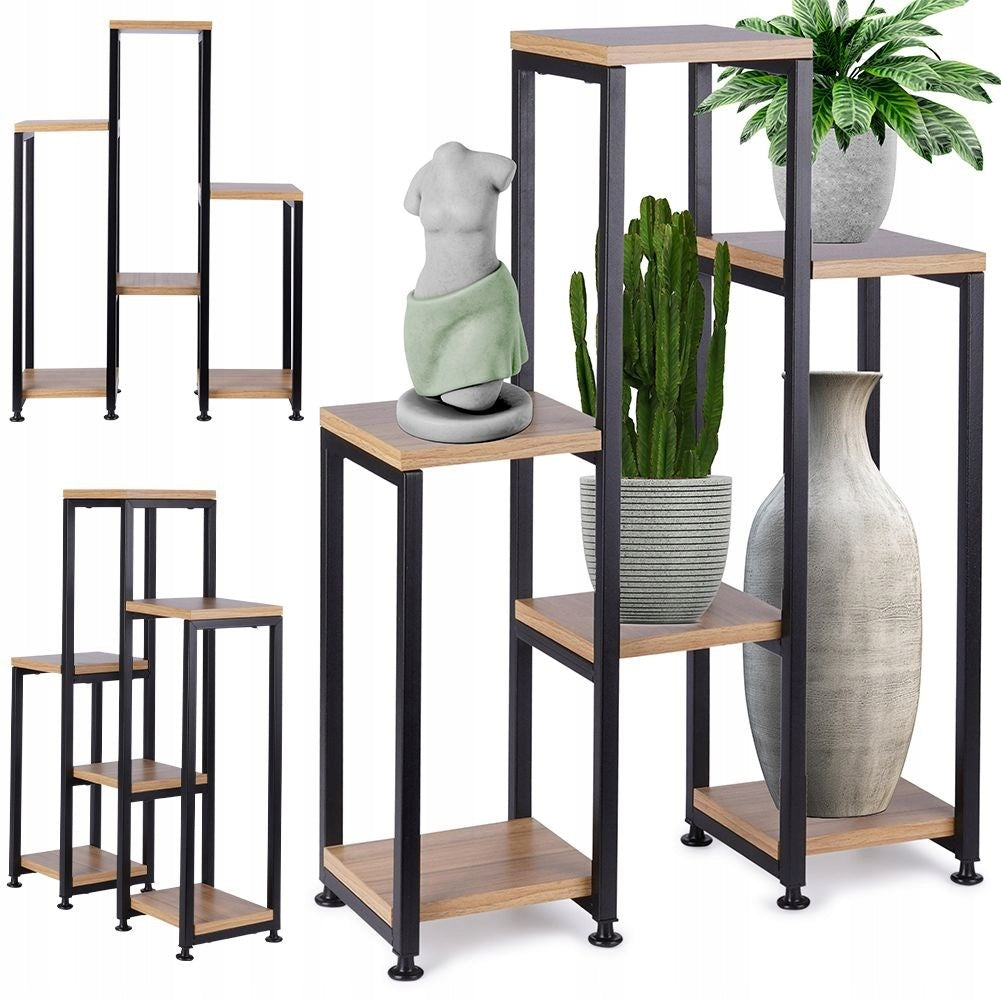 6 lygių metalinis gėlių stovas VILDE - 49 x 18 x 70 cm