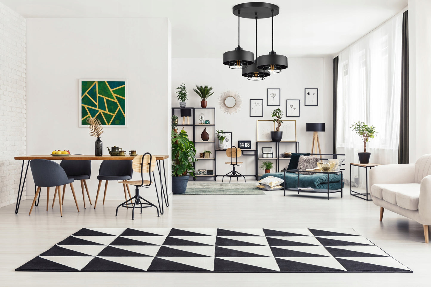 Pakabinamas juodas loft stiliaus šviestuvas su reguliuojamu aukščiu, E27 lizdas, metalinis 70 cm