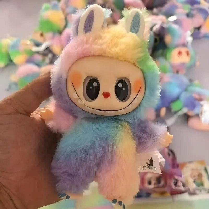 Labubu plonas pliušinis žaislas - raktų pakabukas, The Monsters 17cm serija 4 Rainbow