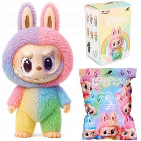 Labubu plonas pliušinis žaislas - raktų pakabukas, The Monsters 17cm serija 4 Rainbow