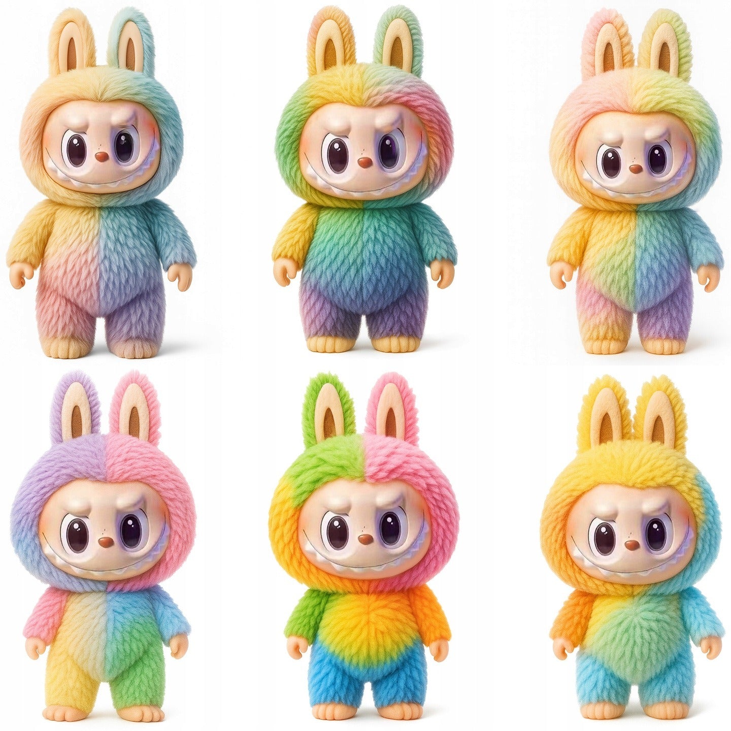 Labubu plonas pliušinis žaislas - raktų pakabukas, The Monsters 17cm serija 4 Rainbow