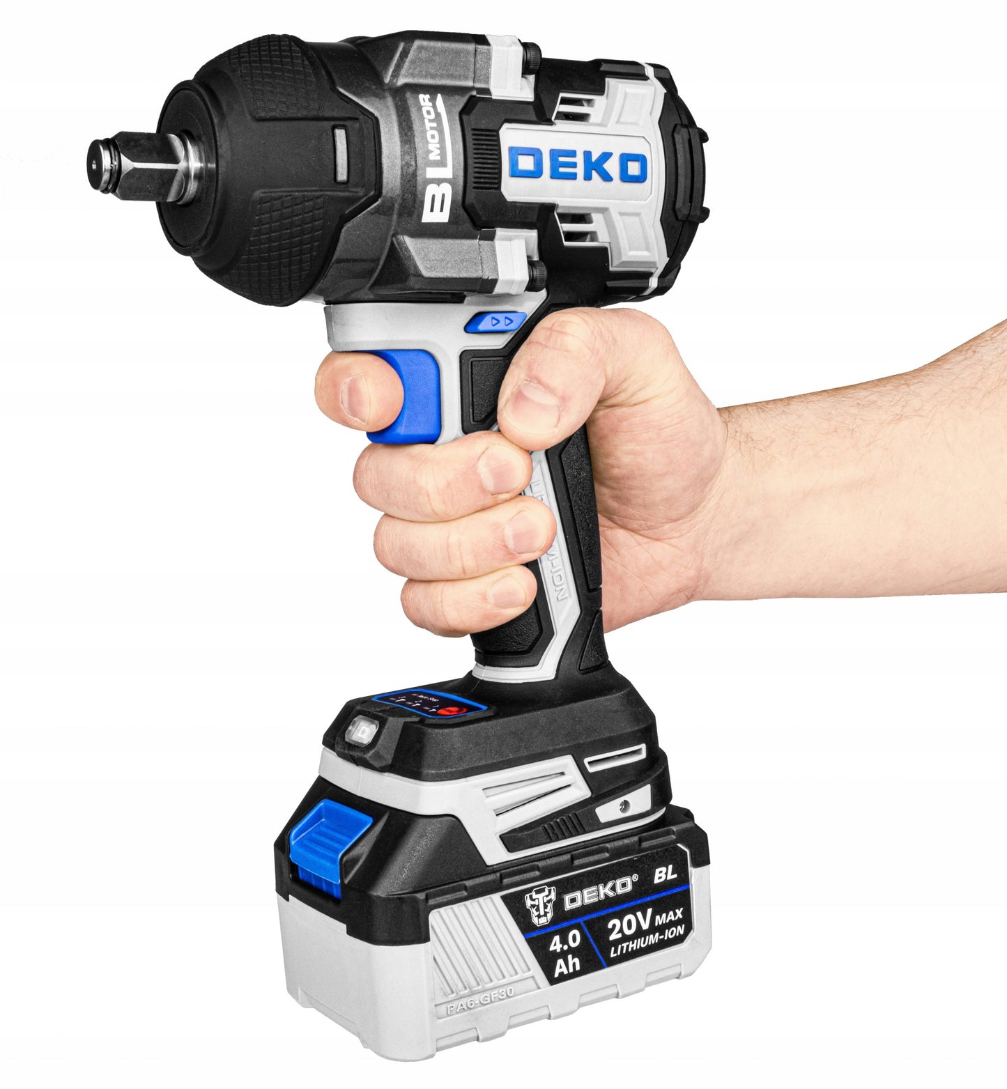 Atsuktuvas smūginis veržliasukis DEKO DKBW20XP01-S1 1/2'' 20V Brushless 800Nm su akumuliatoriumi ir krovikliu