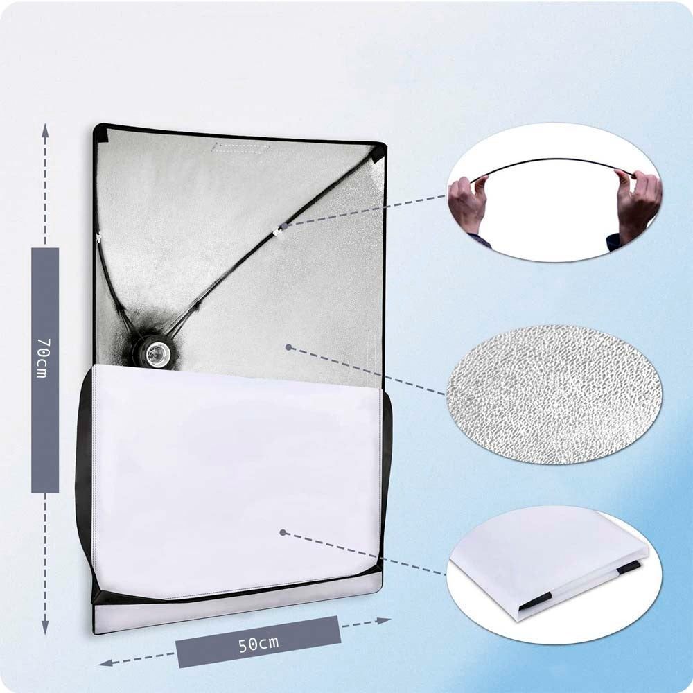 Profesionalus 2x Softbox apšvietimo rinkinys fotografijai ir filmavimui 600W 50x70cm su stovu ir transportavimo krepšiu – GearPro