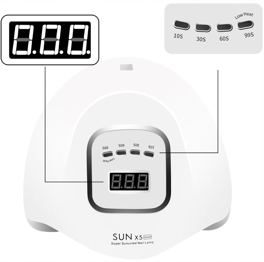 Profesionali UV/LED nagų lempa SUN X5 Max 80W – hibridiniams lakams, geliui, su laikmačiu, sensoriais ir nuimamu dugnu