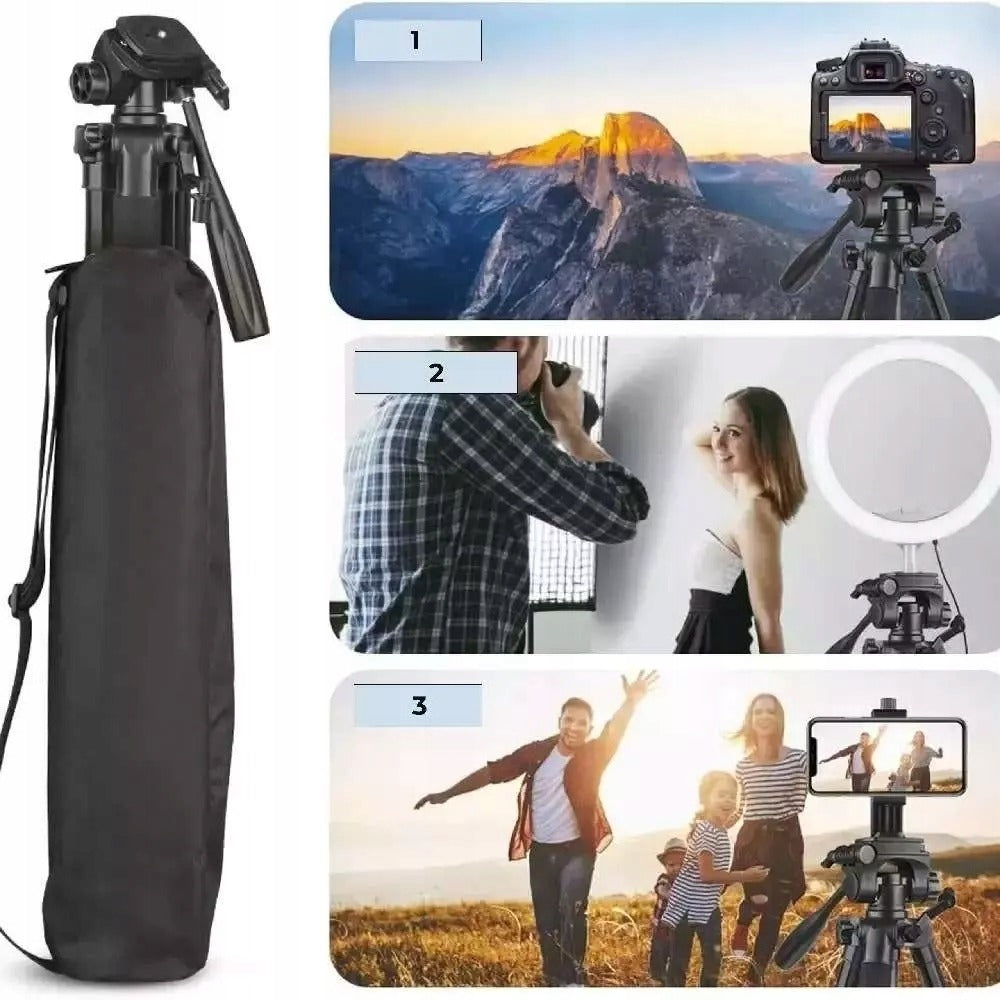 Profesionalus trikojis stovas telefonui ir kamerai su pulteliu GearPro 168 cm – universalus stovas filmavimui, fotografijai ir transliacijoms