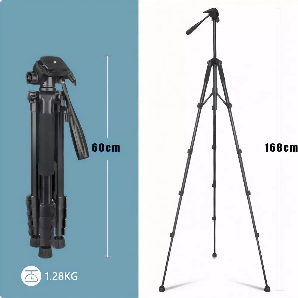 Profesionalus trikojis stovas telefonui ir kamerai su pulteliu GearPro 168 cm – universalus stovas filmavimui, fotografijai ir transliacijoms