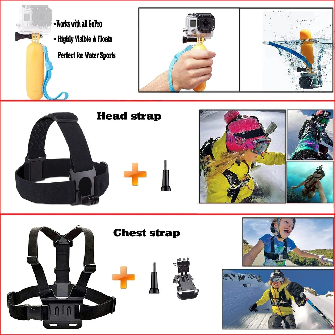 20 dalių veiksmo kameros priedų rinkinys, suderinamas su GoPro Hero 13 12 11 10 9 8 7 6 5, DJI Osmo Action 3 4 5, Insta360, SJCAM, AKASO, APEMAN – universalūs laikikliai, diržai, stovai ir tvirtinimai