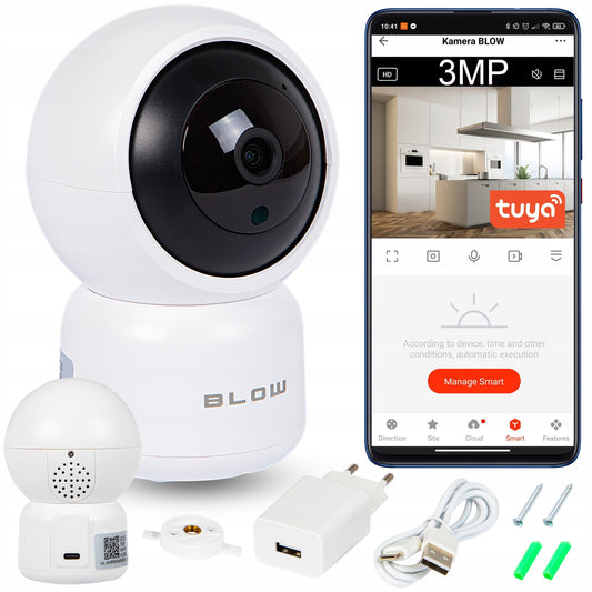 WiFi besisukanti IP kamera 3MP Ultra HD su garsu, judesio sekimu ir Tuya Smart programėle – kūdikio stebėjimo kamera Blow