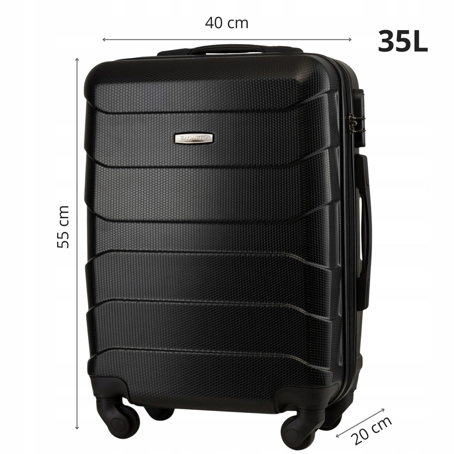 Zagatto® mažas kelioninis lagaminas 35L su 4 ratukais - 55x40x20 cm