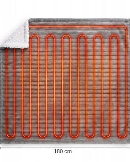 Interlook XXL elektrinis šildomas pledas, 180 × 160 cm, didelis, storas, minkštas ir purus, su valdikliu